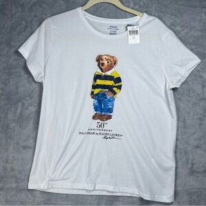 POLO Ralph  Lauren Polo Bear with Yellow and Blue Rugby Shirt, White T-Shirt NWT